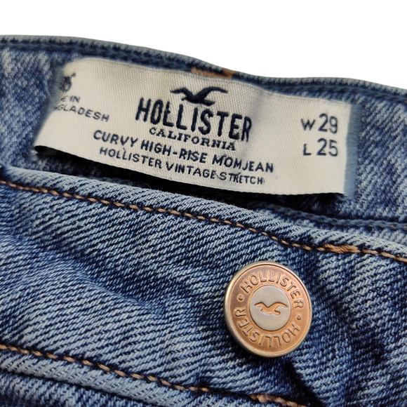 Hollister Curvy High Rise Mom Jeans Cropped Stretch Medium Wash 28x26 Measured - Picture 3 of 12